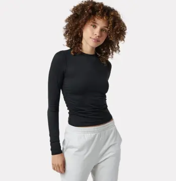 Round neck long sleeve tshirt for women - Black